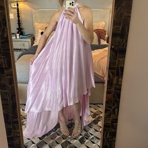 AZEEZA asymmetrical blush lilac 100% silk gown evening dress NWT ONE SIZE